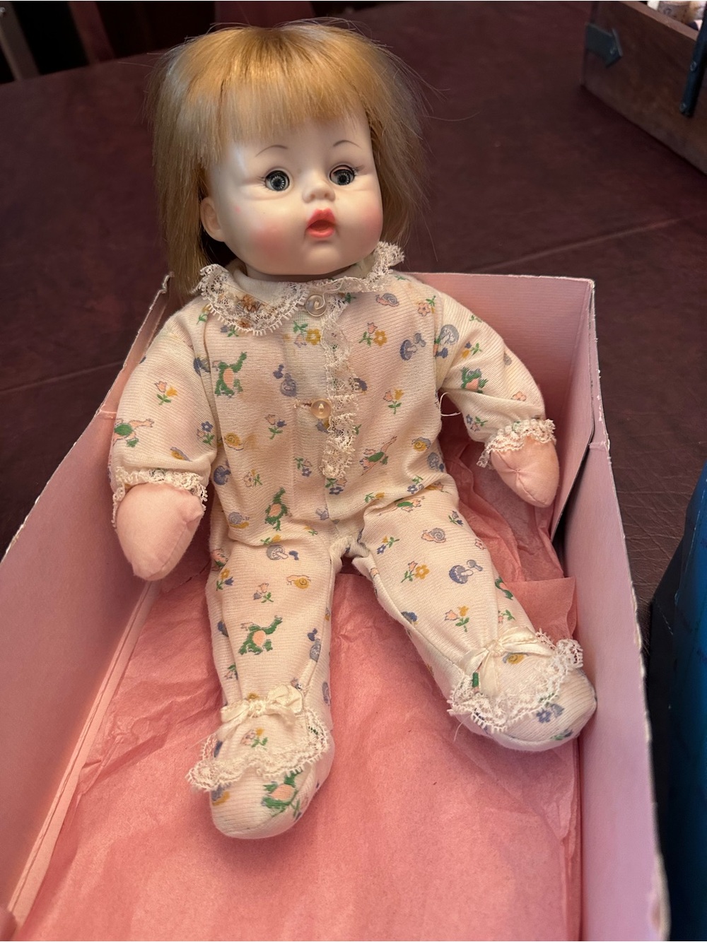 Madame Alexander Soft Pink Floral Baby Doll in Pink Pajamas
